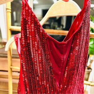 Grace Karin, Red Sequin Sleeveless Sequined Top Size Small